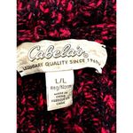 Cabela's Burgundy Black Button Up Hooded Sweater Cozy Knit Cotton Blend Warm Styl Photo 4