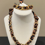 House Of Harlow/Piper K Animal Print Necklace and Bracelet Set Gold Photo 0
