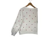 Lucky Brand  Women Cream Red Heart Knit Sweater Pullover Size L Photo 7