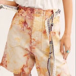 We The Free Free People  she's a Legend Tie Dye Denim Shorts Orange Purple‎ Photo 0