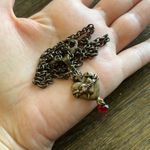 None Heart & Dagger grunge Necklace, metal rusty copper look,crystal blood drop Photo 1