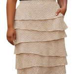 White House | Black Market Light Tan With Black Polka Dot Tiered Skirt NWOT Size 2 Photo 0