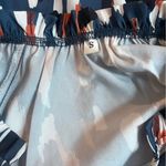 SheIn Long Sleeved Ruffle Neck Geo Print Blouse Blue Size Small Photo 3