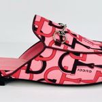 Gucci Princetown Horsebit Logo Print Pink Fabric Flat Loafer Mules Size EU 40 Photo 0