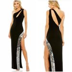 Mac Duggal  Asymmetric Single Long Sleeve Gown maxi dress size 4 C1 Photo 1