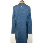 prAna New Womens NWT Striped Dress Blend L Dark Blue Long Sleeve Light Sheath Photo 1