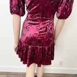 Rachel Parcell [] Maroon Floral Velvet Puff Sleeve Ruffle Mini Dress NWT Size 10 Photo 8