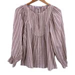 Elizabeth and James Romantic  Ivory and Red Cotton Pintuck Bib Blouse Size Large Photo 1