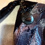 Nine West  Faux Python Snake Print Black Metallic Clutch Photo 8