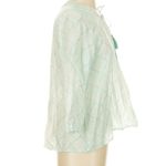 Oliphant Tasseled Diamond Printed Tunic Top Blouse in Teal Size XS Green Photo 3