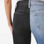 frame denim Frame Le Sylvie Slender Straight Jeans Size 24 Black Indigo Mix Two Tone Edgy Photo 2