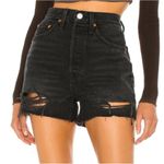 RE/DONE  Women's Black High Rise Jean Shorts Distressed Casual Denim Size 27 Photo 0