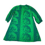 La Plage Maye Pintuck Cotton Green Dragon Mini Dress Long Sleeve LG Pockets Photo 1