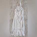 Mango NWOT  white Linen shirt-collar Button Down Midi Casual dress sz 2 Photo 4