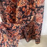 Womens Dress Size Small Navy Orange Long Neck Tie Sheer Bottom Upper Lining Work Blue Photo 2