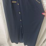 Michael Kors  Gold Button Down Navy Belted Maxi Dress Small Photo 3
