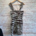 BCBGMAXAZRIA BCBG Maxazira dress side zip 6 fit flare sleeveless mini brown white v neck Photo 7