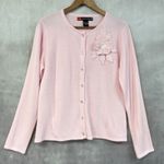 VTG IB Diffusion Cardigan Sweater‎ Womens Large Pastel Pink Flower Dainty Fairy Photo 0