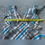 Patagonia  Water Girl Cotton Blend Plaid Dress With Tie Brown White Blue Small Photo 4