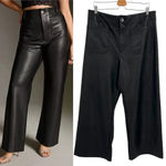 Anthropologie Maeve The Colette Pants Wide-Leg Faux Leather Black Size 33 Photo 1