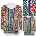 Joseph A  Colorful Floral Cardigan 3/4 Sleeve Green Multicolor S Photo 2