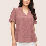 Bloomchic Womens Polka Dot V Neck Ruffle Trim Blouse Watermelon Red 22-24 Photo 0