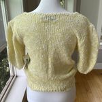 Vintage Nicolette Butter Yellow Scoop Neck Puff Sleeve Knit Sweater Top Large Photo 3