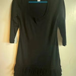 Soft Surroundings Soft Surroundings women’s Black 3/4 sleeve Dress Frizzy fringe midi Skirt XS Photo 0