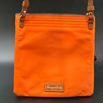 Dooney & Bourke North South Triple Zip Orange Nylon Embroidered Duck Crossbody Photo 1