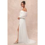 Lulus NWT Adorna White Off-the-Shoulder Maxi Dress Bridal Bride Wedding Size M Photo 4
