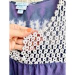 Calypso St. Barth Tie-Dye Silk Crochet-Bib Tunic Blouse Top Purple Women's M Photo 4