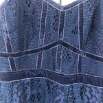 Foxiedox  Blue Maisie Lace Velvet Trim Midi Dress Sheer Overlay Sleeveless size 2 Photo 4