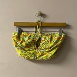 Wild Fable Yellow Orange Print Key-Hole Chest Smocked Back Halter Crop Top Sz L Photo 2