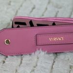Versace Pink Nylon Leather La Greca Signature Embroidered Medusa Strap Photo 0