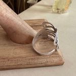 Sterling Silver Swirl Artsy Adjustable Ring Sizes 8,9,10 Silver Photo 4