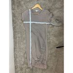 Sundry  Short Tan Neutral T Shirt Dress Large jersey knit Stretch Ruching Crew Photo 9