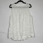 Logica White Linen Crochet Hem Blouse Womens M Lagenlook Beachy Breathable Tank Size M Photo 3