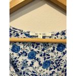 Abel the label  Blue White Floral Midi Dress L Wrap V Neck Cottagecore Boho Photo 7