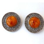 DAUPLAISE Butterscotch Lucite Silver Tone, Marbled Honey Butter Clip Photo 0