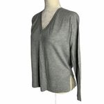 Lightweight V Neck Knit Long Sleeve Sweater 44PE Gray Photo 4