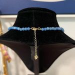 Handmade Gold Fish & Pearl Charm Blue Glass Bead Necklace⭐️ Photo 3