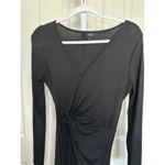 SheIn  Black Ribbed Long Sleeve Knot Front‎ Midi Dress Bodycon Photo 1