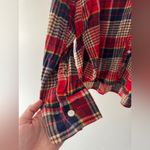 Aerie  Red Plaid Flannel Cotton Cozy Long Sleeve Pajama Lounge Button Down Top Photo 4