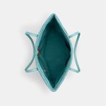 Coach NWT  Straw and smooth leather City Tote Bag CBG87 Turquoise Blue Photo 11