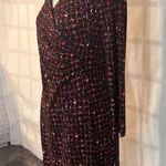 Talbots petite red black print long sleeve wrap top sheath dress size small peti Photo 2