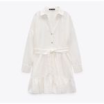 ZARA  Linen Blend Belted Shirt Dress in Ecru Size Medium Photo 2