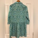 Tuckernuck  Aqua Blue Green Tile Printed 3/4 Sleeves Mykonos Hayes Shirt Dress S Photo 10
