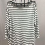 Anne Klein Gray & White Striped Top Button Shoulders Drawstring Hem Size 1X Photo 2