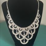 Stunning Prom Bridal Formal Wear Silver and Rhinestone Statement Bib Necklace Photo 0