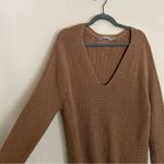 Athleta Hanover Wool Blend Sweater Womens Size M Oversized V-Neck Camel Tan Photo 4
